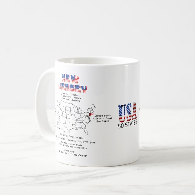 Den amerikanska staten new jersey i karta och anvä kaffemugg (Framsida vänster)
