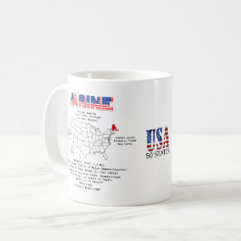 Den amerikanska staten på karta och användbar info kaffemugg