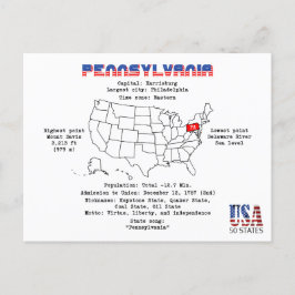 Den amerikanska staten Pennsylvania på karta och n Helg Vykort