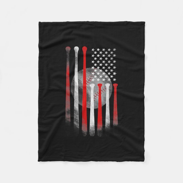 Den amerikanska Vintagen Baseball Flagga Pappa Mam Fleecefilt (Framsidan)