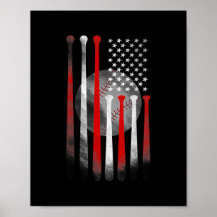 Den amerikanska Vintagen Baseball Flagga Pappa Mam Poster