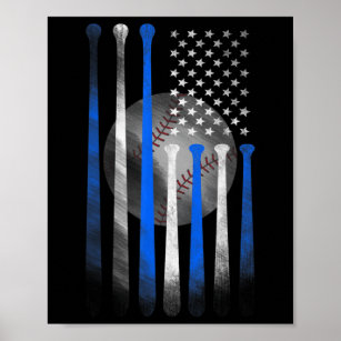 Den amerikanska Vintagen Baseball Flagga Pappa Mam Poster