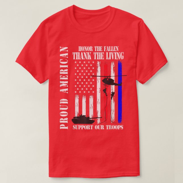 Den amerikanske äran Fallen Tack Veterans T Shirt (Design framsida)
