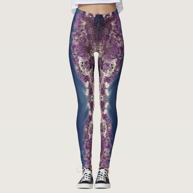 Den Amethyst Kaleidoscopedamasker med månen Leggings (Framsida)