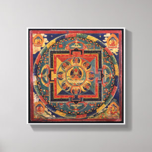Den Amitayus mandalaen, det 19th tibetana Canvastryck