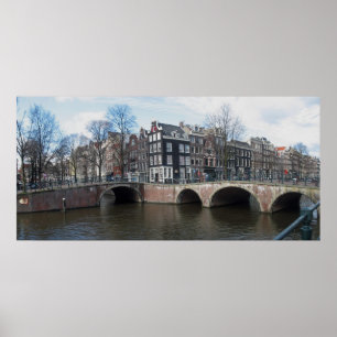 Den Amsterdam kanalen överbryggar fotoaffischen Poster