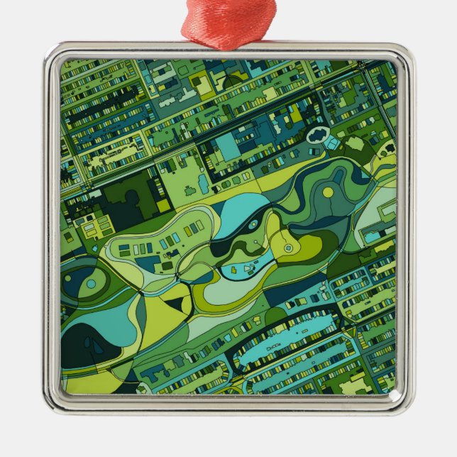 Den Amsterdam staden strukturerar kartan Julgransprydnad Metall (Framsidan)