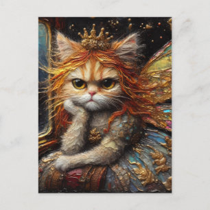 Den andliga lilla, godhjärtade Cat Fairy Vykort