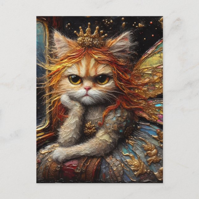 Den andliga lilla, godhjärtade Cat Fairy Vykort (Framsida)