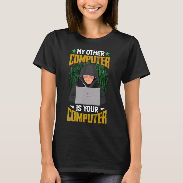 Den andra datorn är datorprogramhaken t shirt (Framsida)