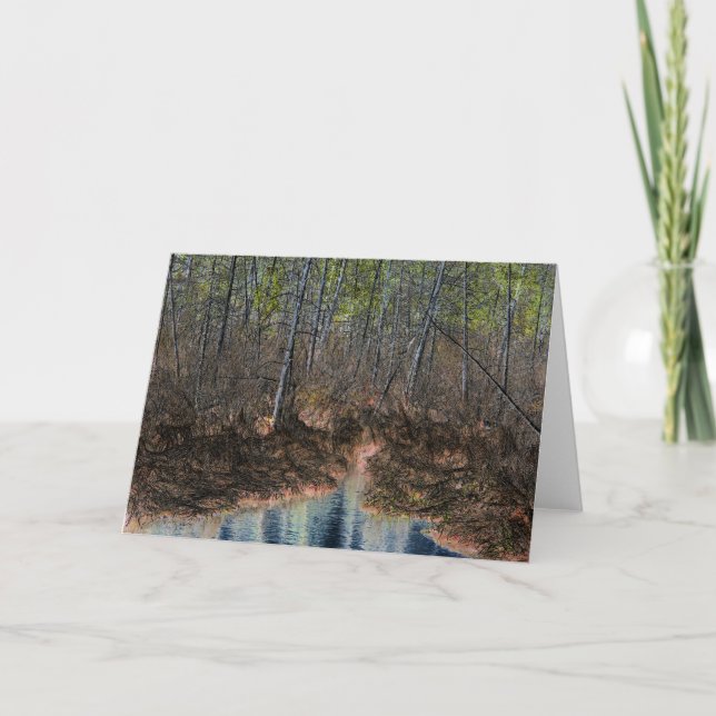 "Den andra sidan" Digitalt redigerad skog och damm Kort (Framsida)