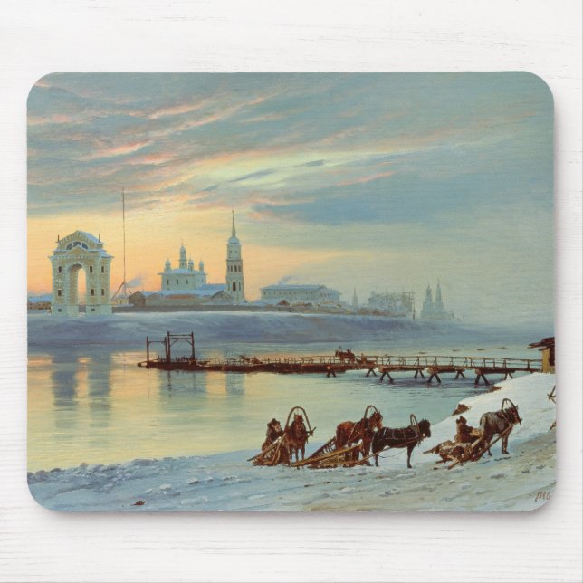Den Angara invallningen i Irkutsk, 1886 Musmatta (Framsidan)