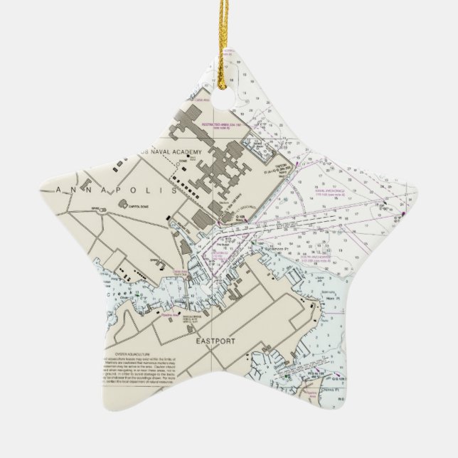 Den Annapolis hamnen kartlägger Julgransprydnad Keramik (Framsidan)
