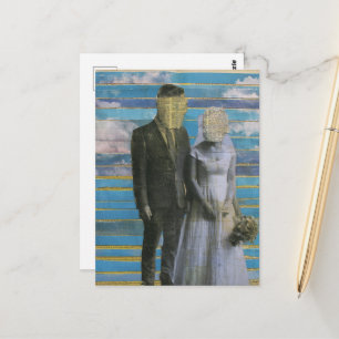 Den Ansiktslösa Bruden och Brudgummen Mixed Media Vykort