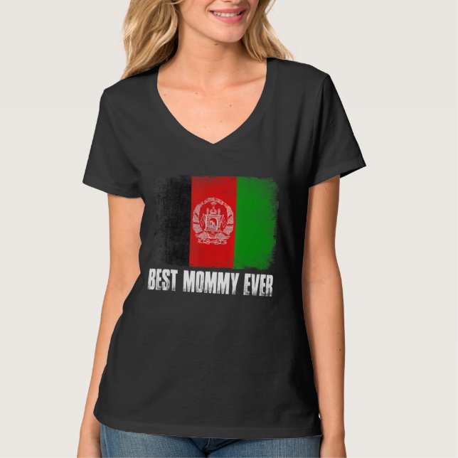 Den ansträngda Afghanistan-Flagga bästa Mamma någo T Shirt (Framsida)