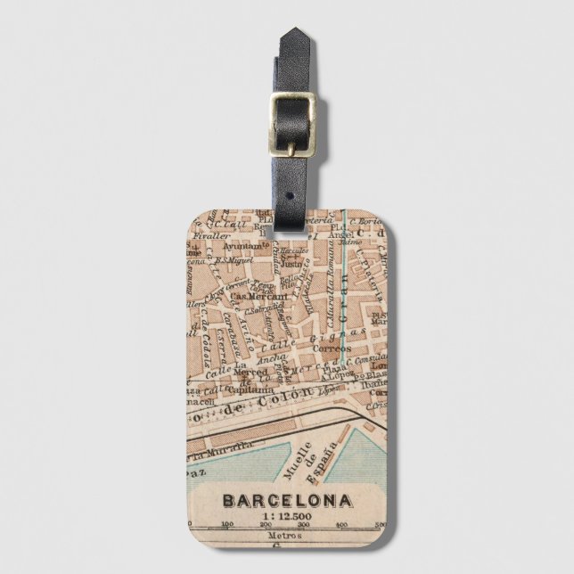 Den antika Barcelona-kartan  Bagagebricka (Framsida vertikal)