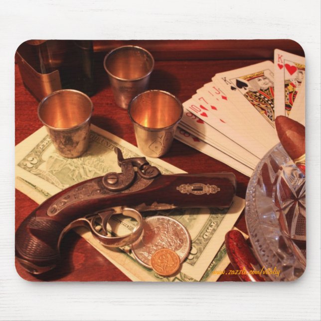 Den antika derringerpistolen i dobbleri ställer in musmatta (Framsidan)