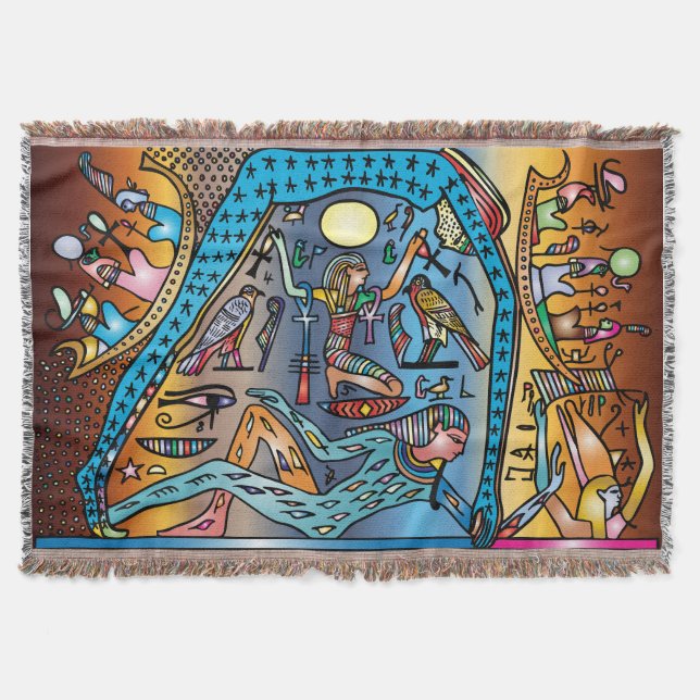 Den antika Egyptenen Art Geb stöder Nöt i himlen Filt (Framsidan)