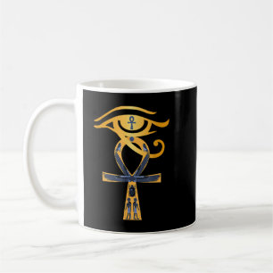 Den antika Egyptenen Gud Öga i Horus Ankh Egyptian Kaffemugg