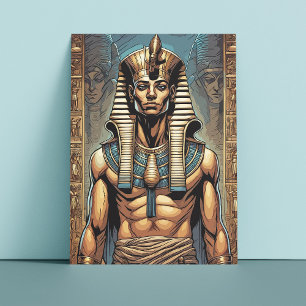 Den antika egyptiska faraoan i Temple Vykort