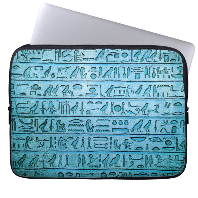 Den antika egyptiska Hieroglyfer Blue Laptop sleev Laptop Fodral (Framsidan)