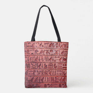 Den antika egyptiska Hieroglyfer Red Tote Bag Tygkasse
