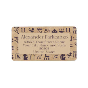 Den antika egyptiska Hieroglyphics Art på parlamen Adressetikett