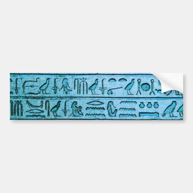 Den antika egyptiska Hieroglyphs Blue Bumper Stick Bildekal (Framsidan)
