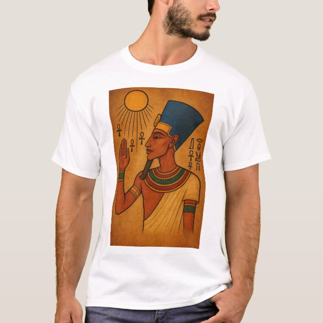 Den antika egyptiska konsten Pharaoh Akhenaten Sol T Shirt (Framsida)