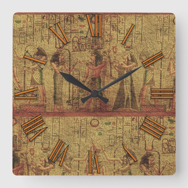 Den antika egyptiska Temple Wall Art Fyrkantig Klocka (Framsida)