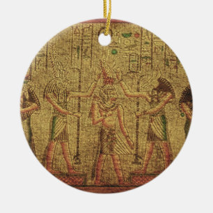 Den antika egyptiska Temple Wall Art Julgransprydnad Keramik