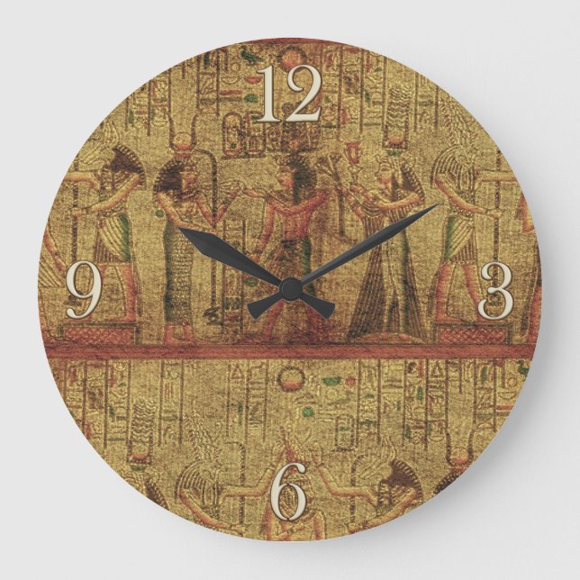 Den antika egyptiska Temple Wall Art Stor Klocka (Framsida)