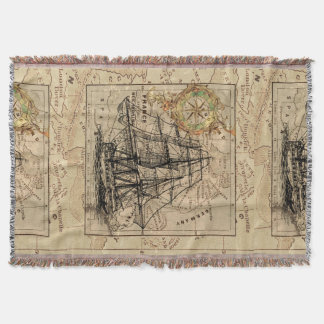 Den antika Europa kartafrakten seglar nautisk Filt