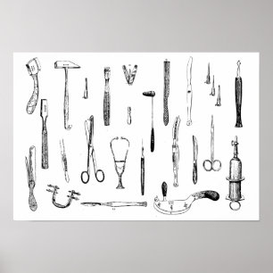 Den antika läkarundersökningen instrumenterar poster