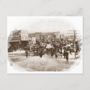 Den antika Mesick Mich MI gatan beskådar ~ 1909 Helg Vykort