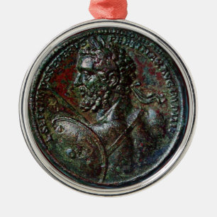 DEN ANTIKA ROMAREN BRONS MEDALJONGEN SEPTIMUS JULGRANSPRYDNAD METALL