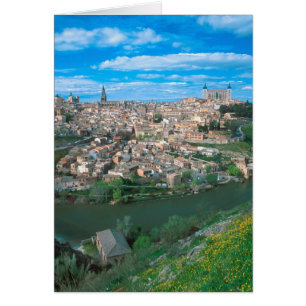 Den antika staden Toledo, Spanien. Hälsningskort