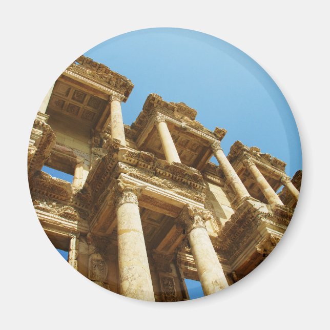 Den antike Bibliotek i Celsus i Ephesus - foto Magnet (Framsidan)