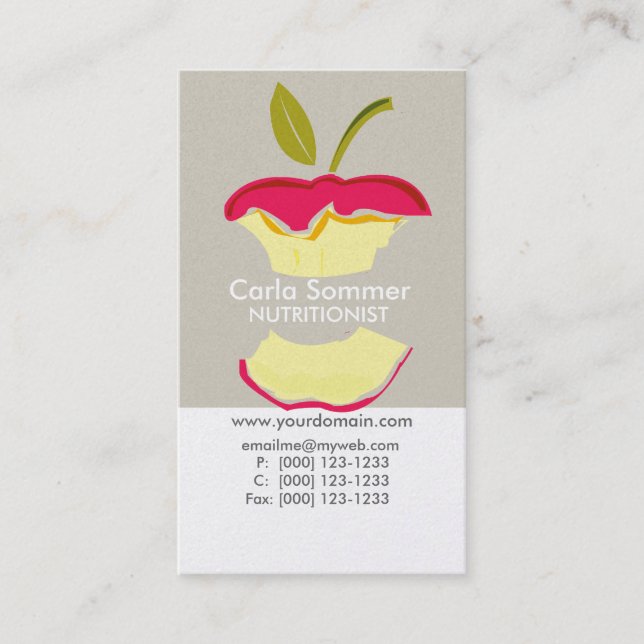 Den Apple dietistnäringsfysiologen väger vård- Visitkort (Framsida)