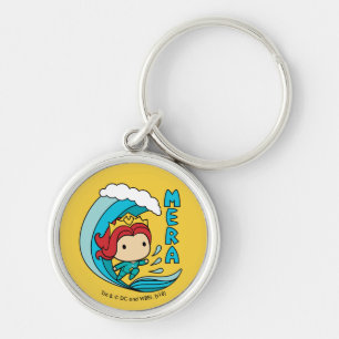 Den Aquaman   Chibi Mera ridningen vinkar grafiskt Rund Silverfärgad Nyckelring