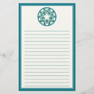 Den Aquamarine fodrade blommigten belägger med Brevpapper