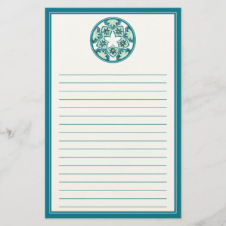 Den Aquamarine fodrade blommigten belägger med Brevpapper