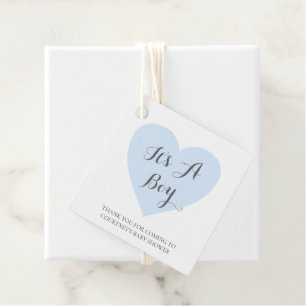 Den är en scute Pastel Blue Heart Baby Shower Gåvor Etiketter