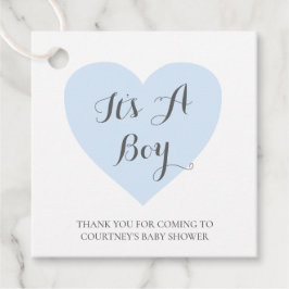 Den är en scute Pastel Blue Heart Baby Shower Gåvor Etiketter