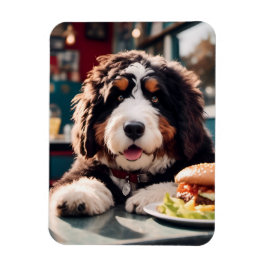 Den ärade Bernerdoodle vid Middagen Magnet