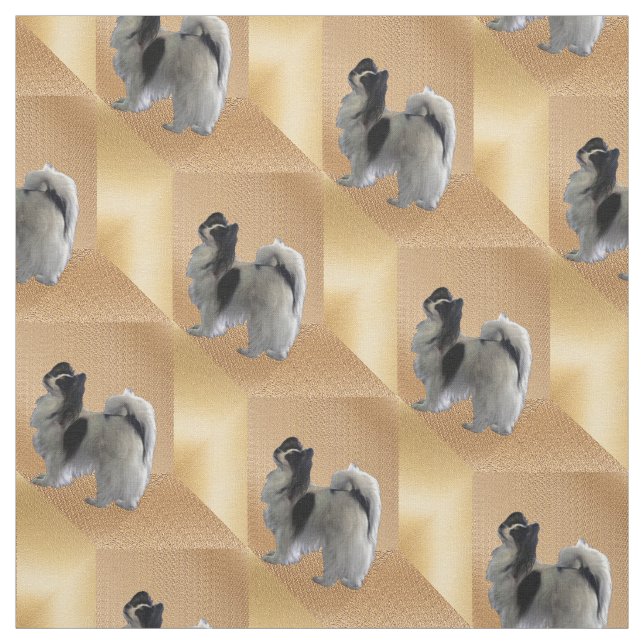 Den ärade Papillon hund på Kuba i Guld Tyg (Provkarta)