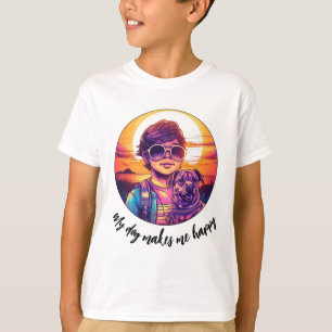 Den ärade pojken och hans Cute Puppy   Barn T Shirt