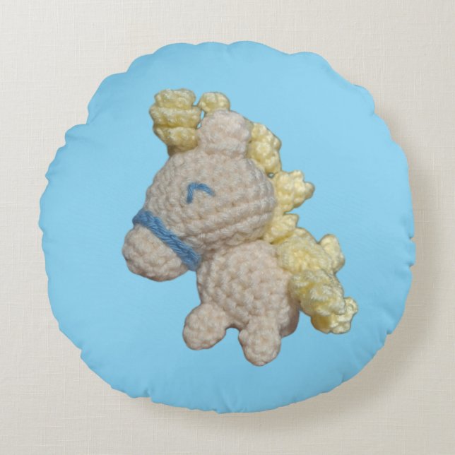 Den ärade Pony Amigurumi Pillow! Rund Kudde (Framsidan)