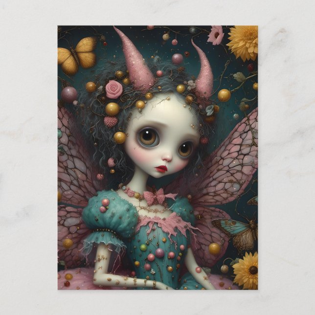 Den ärade Rosan Devilish Fairy Vykort (Framsida)