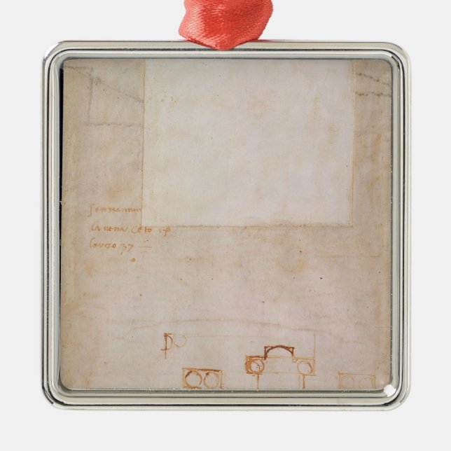 Den arkitektoniska studien med noterar julgransprydnad metall (Framsidan)